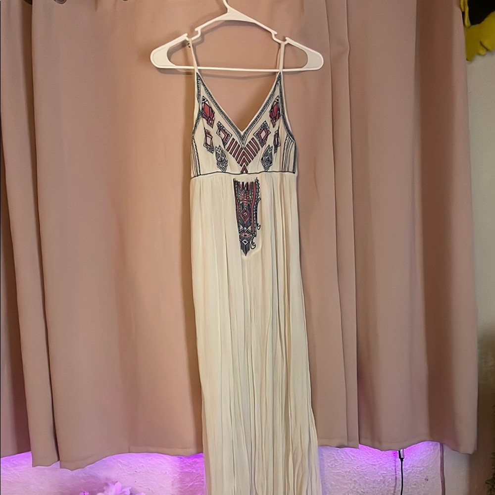 Embroidered Cream Maxi Dress